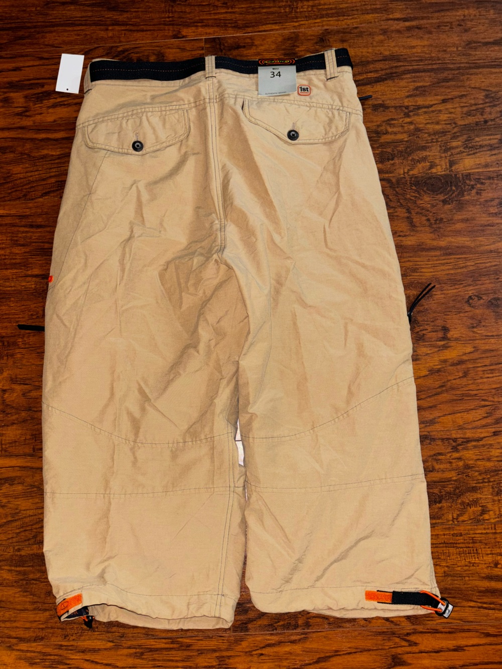 Wear First NWT Cargo Shorts Y2K Khaki Beige Outdoor Utility Cropped Pants + Belt - Picture 11 of 12